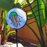 Stained glass jellyfish garden stake
