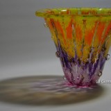Multicolored flared art glass vase