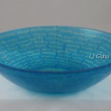 Blue textured fused glass decorative bowl