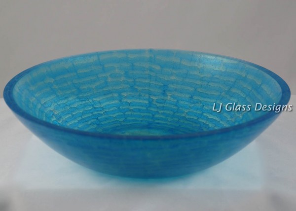 Blue textured fused glass decorative bowl