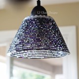 Woven purple glass pendant light