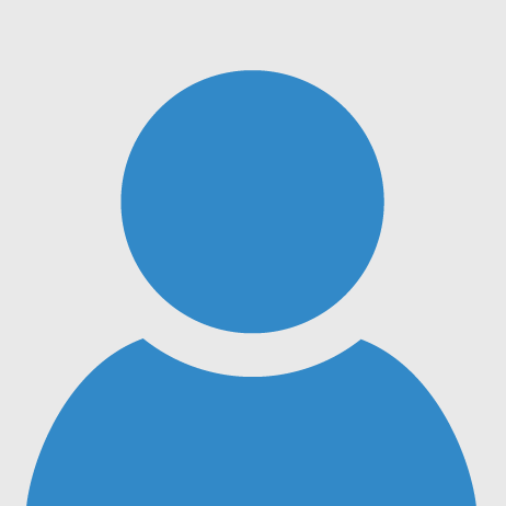 Blue user avatar silhouette on gray background